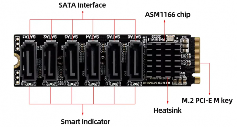 M.2 PCIe к SATA 6
